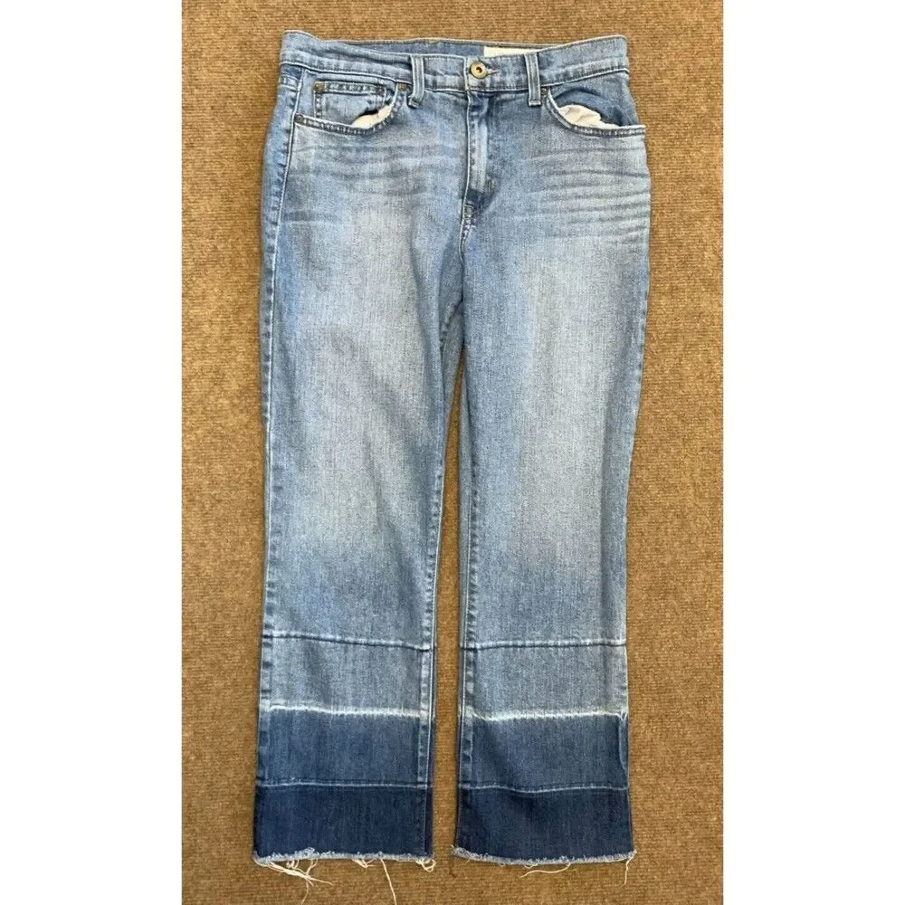 Pistola Straight Leg Ankle Jeans Womens 29 High Rise Raw Hem USA Crop Denim - Picture 1 of 8